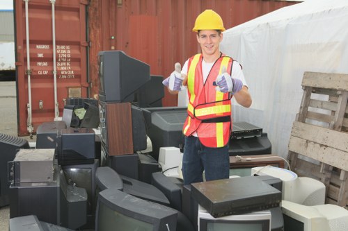 Close-up of garden waste being loaded into a van